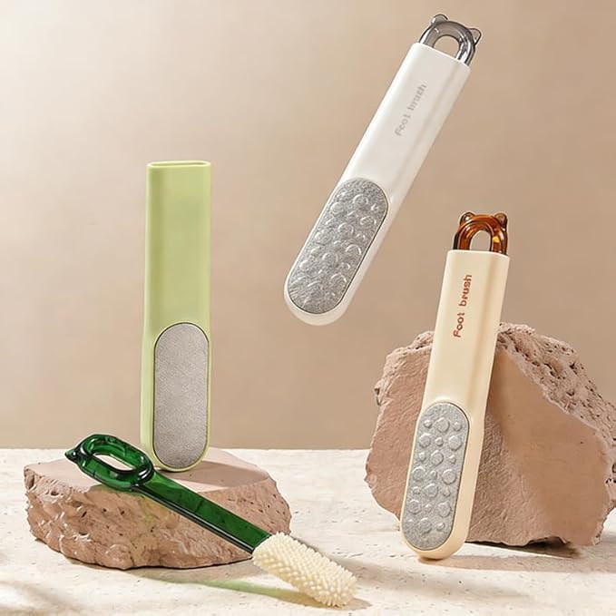 Foot Callus Remover, Foot File Callus Remover for Feet, Double Sided Foot Scrubber with Soft Silicone Brush, Pedicure Tools for Feet Care Dead Skin Calluses (Green)