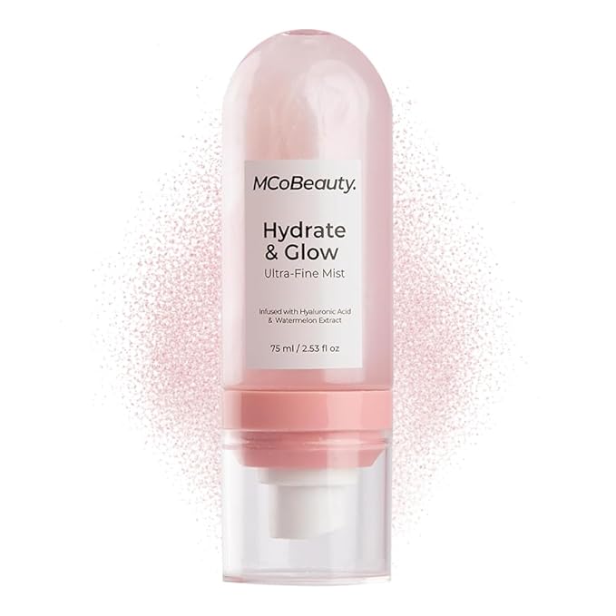MCoBeauty - Hydrate and Glow Ultra Fine Mist Spray - Watermelon Scented Face and Body Spray with Aloe Vera - Contains Hyaluronic Acid and Shimmer - 90ml
