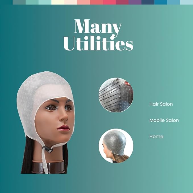 Dompel Silicone Athenas Highlight Hair Caps for Salon-Quality Highlights | Suitable for All Hair Types | White | Model 400-SA (2 PCS)