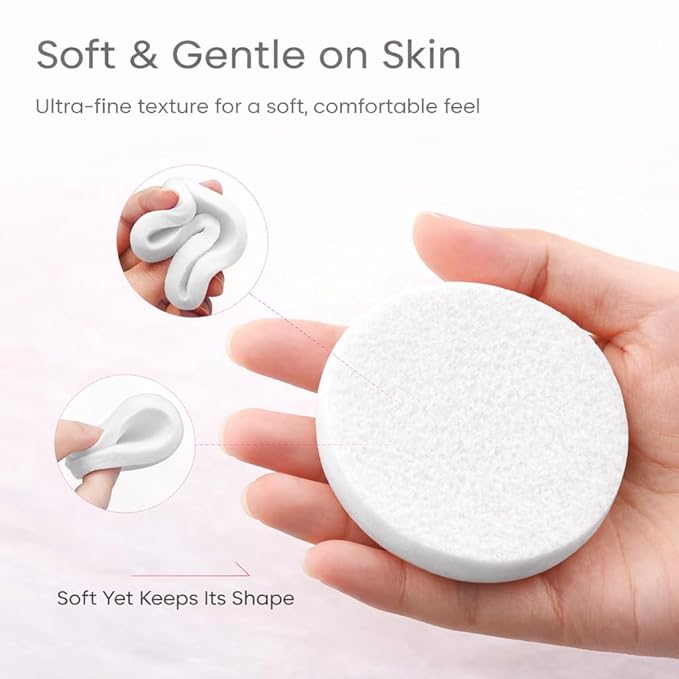 120 PCS Compressed Facial Sponges, Natural Cellulose Face Cleaning Pads, Professional Spa-Grade Makeup Remover Sponges for Daily Cleansing,Compact Travel-Friendly Skincare Essentials (White)