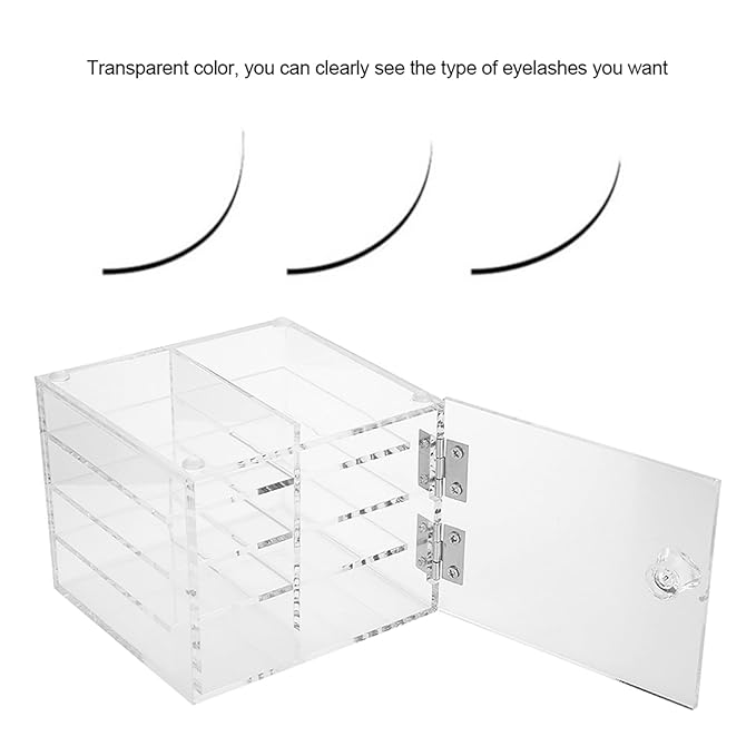 Eyelash Extension Carrying Box Transparent Acrylic 8 Layer Storage Case for False Eyelashes Makeup Accessories Professional Salon Use Durable Sustainable 11.8 x 11.3 x 9.5 cm