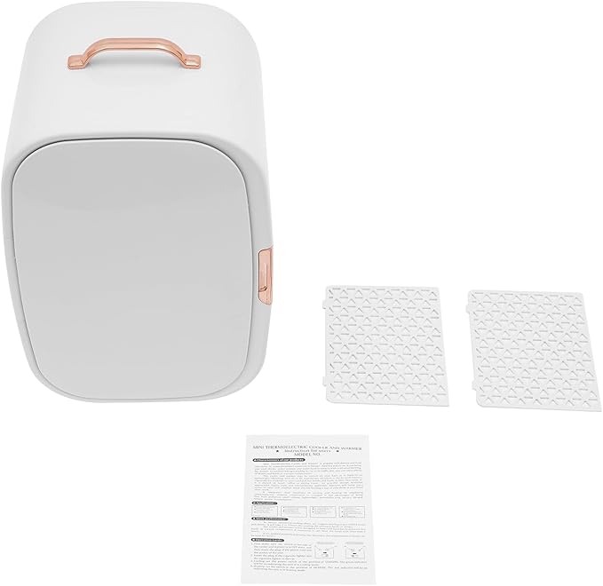 12L Portable Beauty Fridge with Handle, Mini Skincare Fridge Cooler & Warmer Cosmetics Refrigerator White for Makeup Lipstick Comestic Skincare