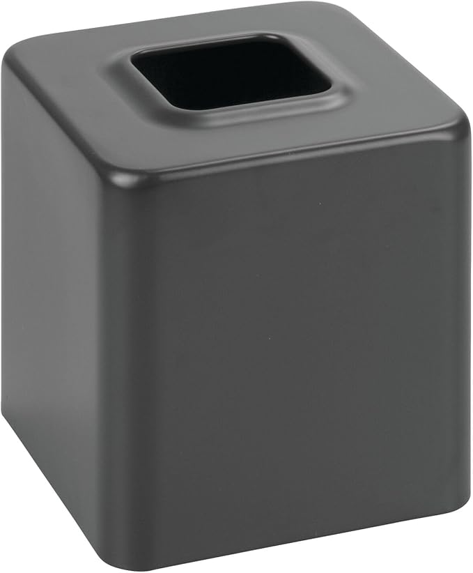 mDesign Metal Square Tissue Box Cover, Modern Facial Paper Holder - Accessories for Bathroom Vanity Countertop, Bedroom Dresser, Night Stand, Desk, Office, End Table - Unity Collection - Graphite Gray
