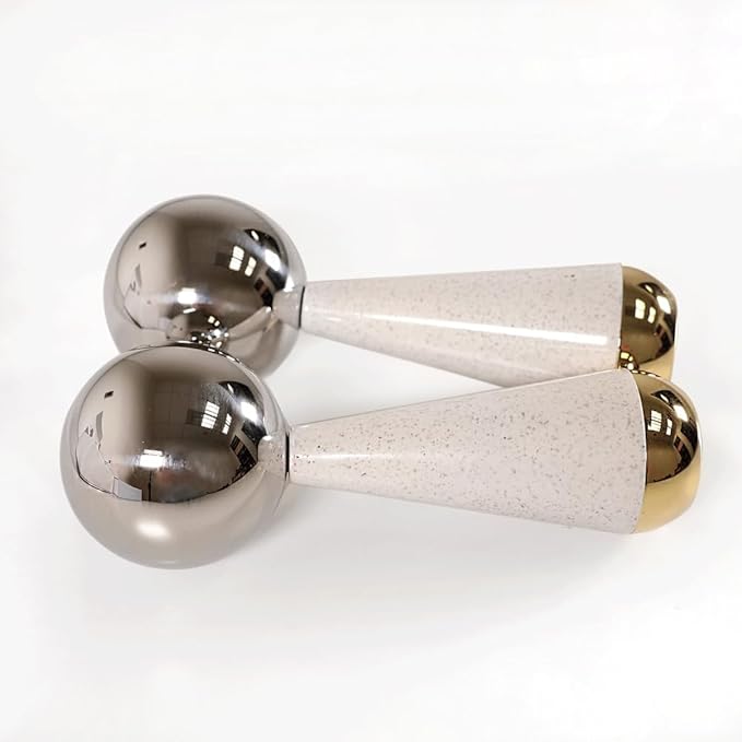 SKINACT 360° Rotating Stainless Steel Ice Globes for Face & Eyes, for Beauty Routines, Facials Cold Roller Cooling Globes for Puffiness, Wrinkles, Dark Circles, Headaches