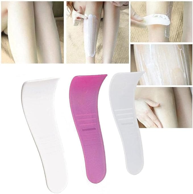 Portable Hair Wax Cleansing Spatulas Sticks Mask Scraper Plastic Waxing Applicator & Depilatory Creams Hair Waxing Removal Beauty Tools, White and Rose Red 3 Pcs