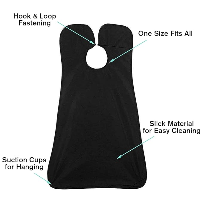 Beard Bib Beard Apron, Beard Catcher for Men Shaving and Trimming, Non-Stick Beard Cape Grooming Cloth, with 3 Suction Cups, Best Gifts for Father's Day