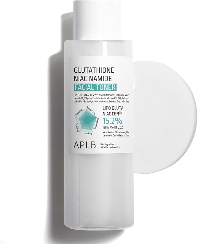 APLB Glutathione Niacinamide Facial Toner | LIPO GLUTA NIAC CEN™ 15.2% 5.41 FL.OZ/Korean Skincare, Replenishing Moisture, Revitalize for Gentle and Improve Skin Texture Through Niacinamide