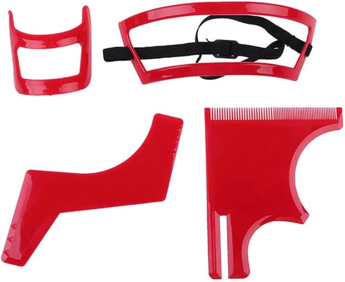 Beard Shaping Tool Kit Neckline Shaving Template Guide Set Red