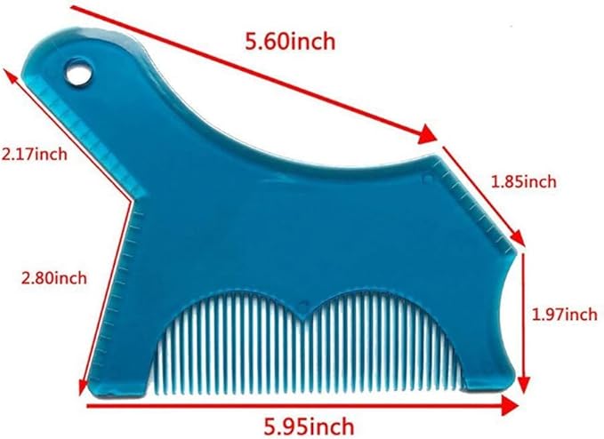 Beard Shaping Tool with Inbuilt Comb and Transparent Template Works with Electric Trimmers for Perfect Lineup Edging Jaw Cheek Neck Line Symmetric Curve Step Cut Styling Guide (Transparent)