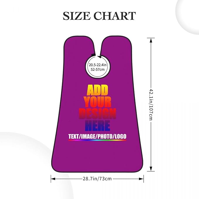 Personalized Custom Beard Bib Apron Design Your Photo Text Logo Beard Hair Catcher Non-Stick Beard Shave Capes for Trimming Shaving Light Purple