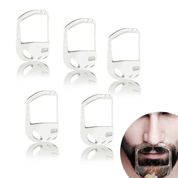 5PCS Transparent Beard Shaper Styling Tool Different Sizes Facial Hair Trimming Guide Grooming Shaper Hair Lineup Tool For Man, beard grooming kit