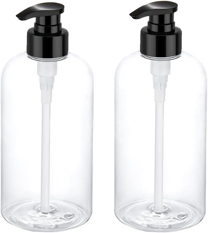 Bynccea Pump Bottle 16 oz/500 ml Empty Shampoo Pump Bottles Dispenser Portable Pump Plastic Bottles for Shampoo and Conditioner Liquid
