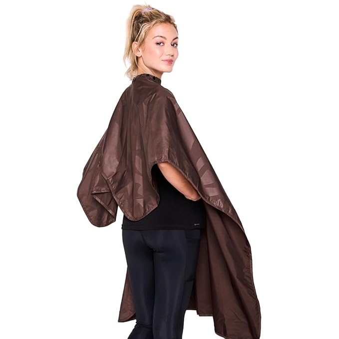 Betty Dain Bleach-proof All Purpose Styling Cape, Material Defends Against Bleach Stains, Color Proof, Chemical Proof, Waterproof, Lightweight Embossed Nylon, Brown
