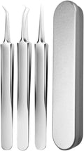 Usiveinborn Blackhead Remover Upgraded, Usiveinborn Blackhead Tweezers, Professional Upgraded Facial Blackhead Remover Tweezers, Blackhead Remover Tools Sets (A1-Silver-3pcs)