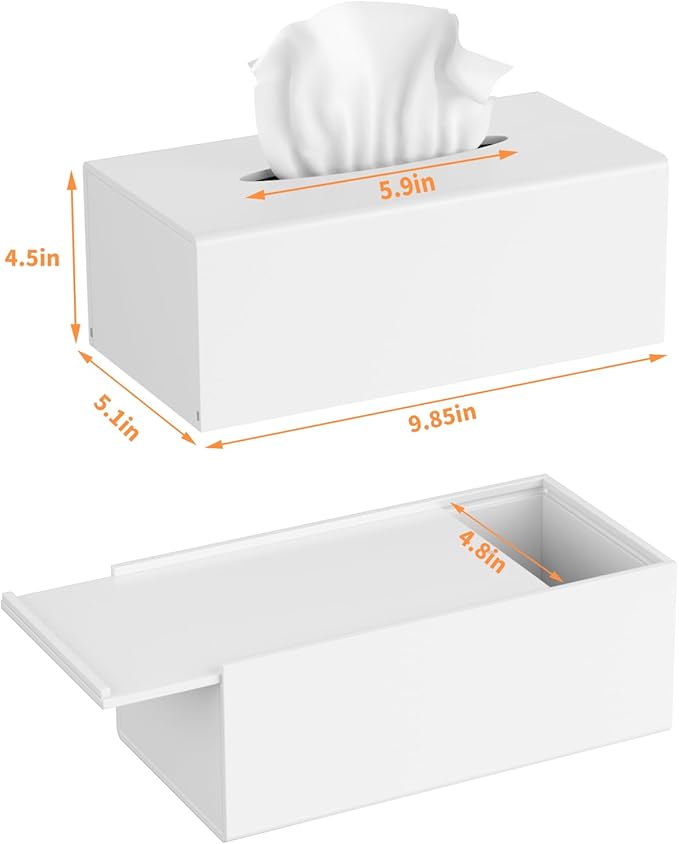 FEMELI Acrylic Tissue Box Cover,Rectangular Facial Tissue Holder Case Dispenser for Bathroom Kitchen Bedroom Office