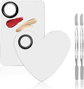4 in 2 Set Makeup Mixing Palettes, 2 Pcs Stainless Steel Nail Art Palette with 2 Makeup Spatula for Foundation Makeup Tools Eyeshadow Nail Art