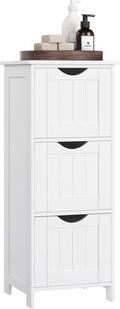 VASAGLE Floor Storage Cabinet, Freestanding Storage Unit with 3 Drawers, 11.8 x 12.6 x 31.9 Inches, for Bathroom, Living Room, Kitchen, Modern Style, Matte White UBBC050WH01S