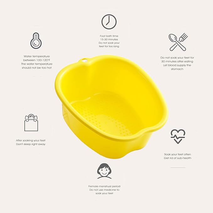 AXLOFO® Foot Soaking Bath Basin, Large Plastic Foot Soaking Tub, Feet Massage Feet Bath Bucket, Great for Getting The Dead/Old Skin Off Your Foots(yellowbasin)
