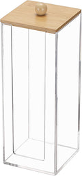 Acrylic Clean Pad Storage Box Vertical Cotton Pads Holder Square Makeup Pad Dispenser with Lid Clear Bathroom Countertop Vanity Organizer