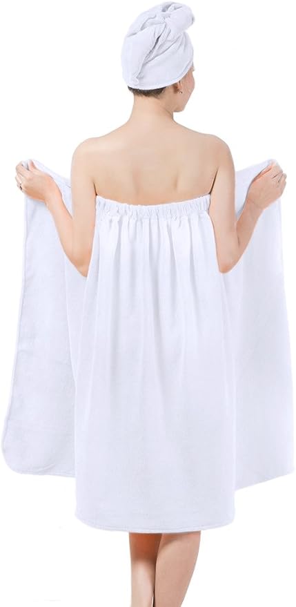 FakeFace Women Absorbent Microfiber Bath Towel Body Wrap Set Gym Spa Robe Dry Hair Cap Beach Pool Shower Dress Towel Cover up