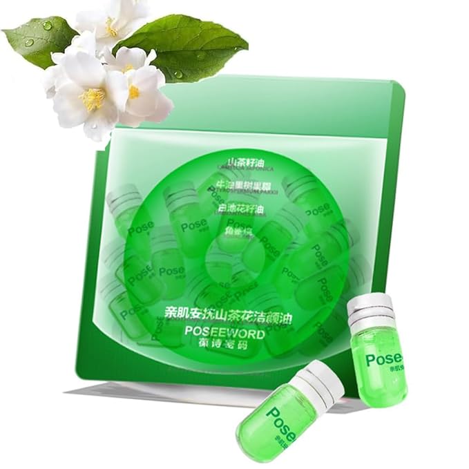 Cleansing Oil Mini Travel-Friendly, Natural Makeup Remover Portable 20pcs Gentle Moisturizing Cleansing Oil for All Skin Types, Travel with (Camellia)
