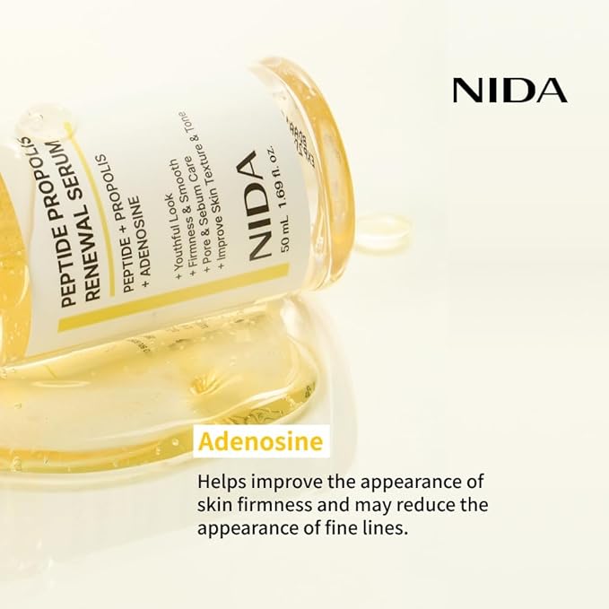 NIDA Peptide Propolis Renewal Serum | Peptide Complex, Propolis Extract, Adenosine | Youthful Look, Wrinkles, Fine Lines, Pore & Sebum Care | 1.69 fl.oz., 50ml (Updated)