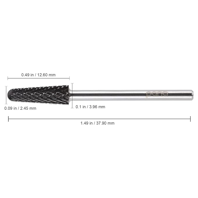 PANA USA Professional 3/32" Shank Size - Cone Shape Carbide Bit - Nail Drill Bit for Manicure Pedicure Tools Dremel Machine (Coarse, DLC Black)