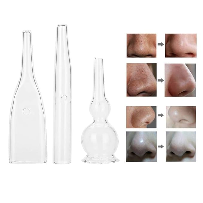 Vacuum Glass Tube, 3 Pcs Glass Pipes for Vacuum Face Cleanser Blackhead Removal Machine Accessories Deep Pore Cleaning Tools, Compatible with Most Suction Beauty Devices
