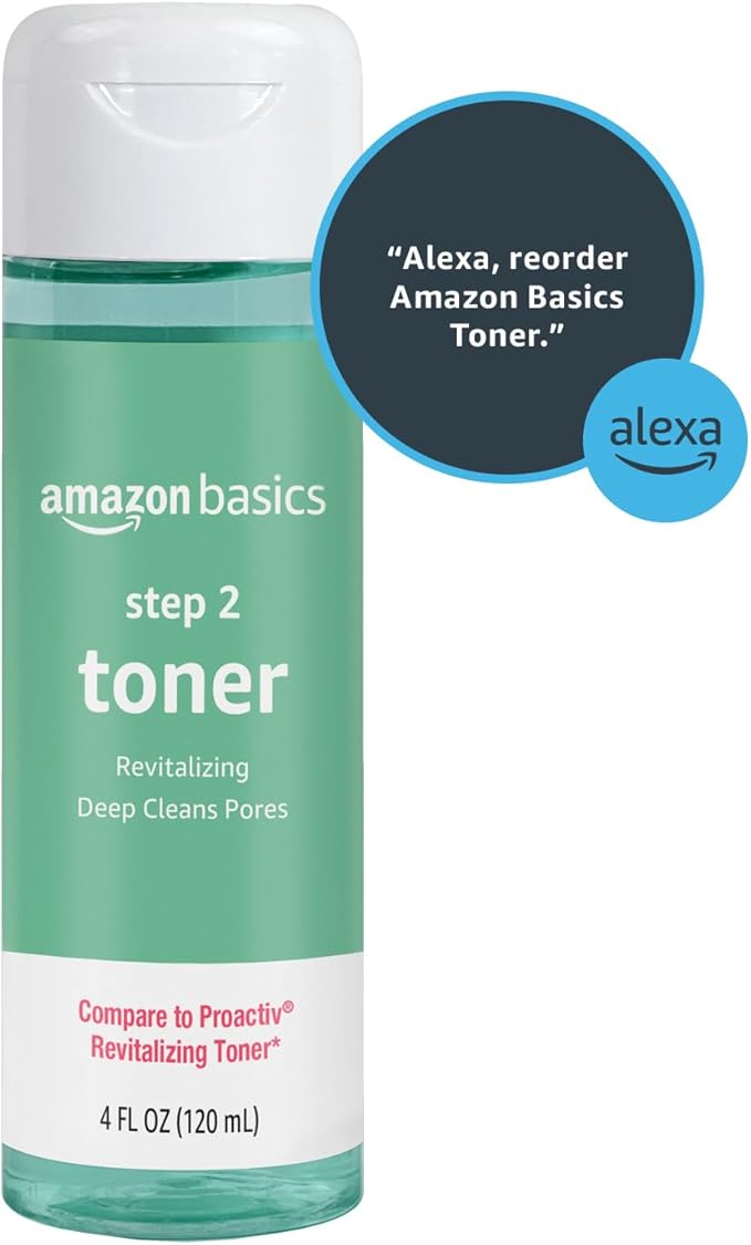 Amazon Basics 3-Step Acne Treatment System Revitalizing Face Toner, Balancing, Refreshing, 4 Fluid Ounces, 1-Pack