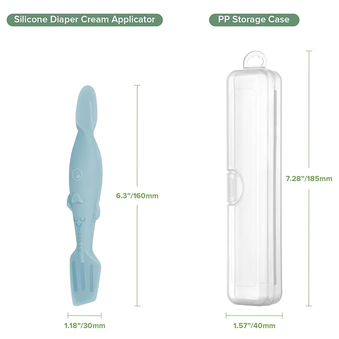 haakaa Baby Diaper Cream Spatula, NoMess Dual-Ended Silicone Diaper Rash Cream Applicator with Hygienic Case, Butt Spatula for Baby, Sky Blue