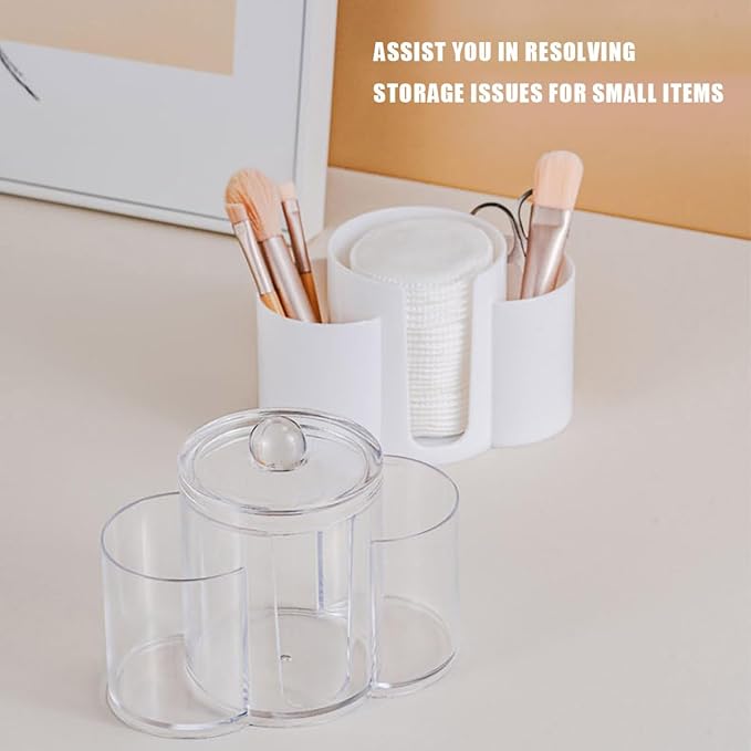 3-in-1 Q-Tip Holder for Bathroom – Premium Vanity Organizer Canister with Dustproof Lid for Cotton Swabs, Balls and Pads, Countertop Storage Container（Black）