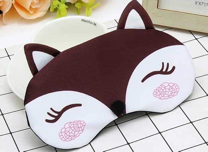 BE 3 Pack Dog Cat Sleep Mask with Gel Mask Cold Warm Compress Cute Funny Blindfold Eye Cover Kids Women Men Gift (Foxes)