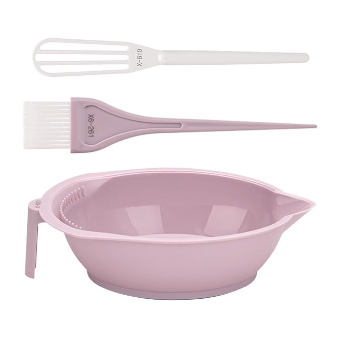 Hair Dye Coloring Set Color Mixing Tool Professional Hair Coloring Bowl Soft Bristle Brush, Pink