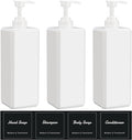 Suream 33.8 oz Refillable Pump Dispenser Bottle, 3Packs Large Shower Bottle Organizer with 4PCS Lables for Shampoo, Body Soap, Hand Soap, Conditioner, for Bathroom, Kitchen, Hotel, Salon, SPA