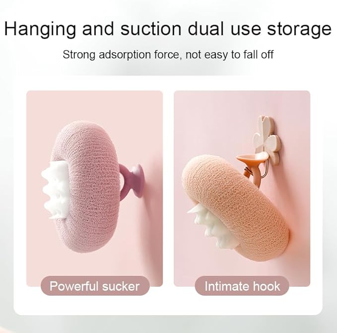 Super Soft Sunflower Suction Cup Bath Ball, New Upgraded 2-in-1 Sunflower Ball Exfoliating Bath Sponge Cleaning Brush, Mesh Shower Body Sponge Accessories for Women, Men (Cyan+Purple)