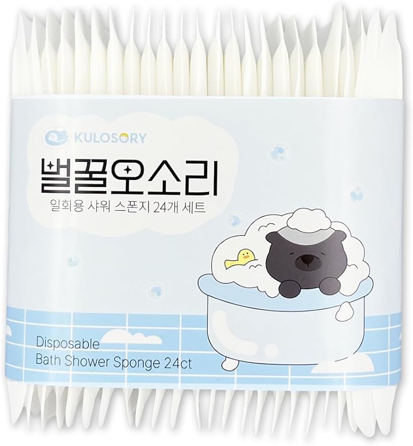 Disposable Bath Sponge White 24Pack / Easy to Carry Anytime, Anywhere/Travel, Camping, Clean Shower Supplies