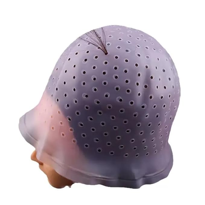 2pc pink Silicone Highlight Cap Hair With Hook Professional Reusable Dyeing for Personal Barber Shop Women Men