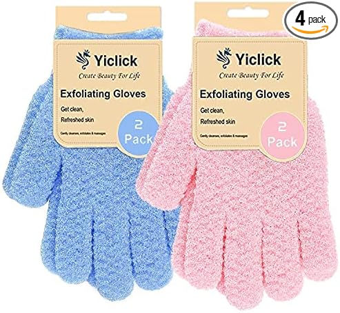 Yiclick Heavy Exfoliating Gloves, Exfoliating Body Scrubber for Bath Shower Exfoliation, Body Scrub Exfoliator for Dead Skin Remover, Exfoliate Sponge Loofah Washcloth Mitt Men Women