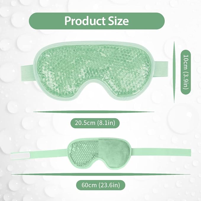 NEWGO Cooling Eye Mask for Puffy Eyes, Cold Eye Mask Eye Ice Pack for After Eyes Surgery, Tension Stress Relief, Itchy Eyes, Headaches, Dark Circles - Blue (Green-2Pack)