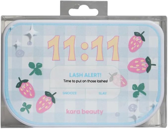 Kara Beauty Lash Case Portable Eyelash Storage Box with Built-In Mirror, Compact Makeup Organizer for Travel, Holds Up to 3 Pairs of Lashes, Cosmetic Case, Makeup Bag & Beauty Accessory (Lash Alert)