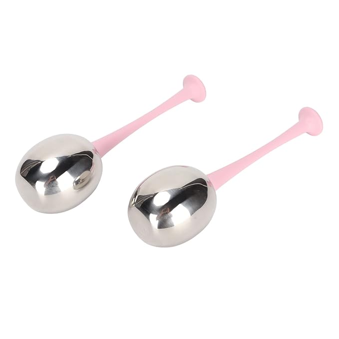 2-Piece Stainless Steel Facial Ice Ball Set - Soothes Skin, Reduces Puffiness & Eliminates Fine Lines, a Skincare Essential, Portable Design, 20ml Cooling Solution, Perfect (Pink Handle)