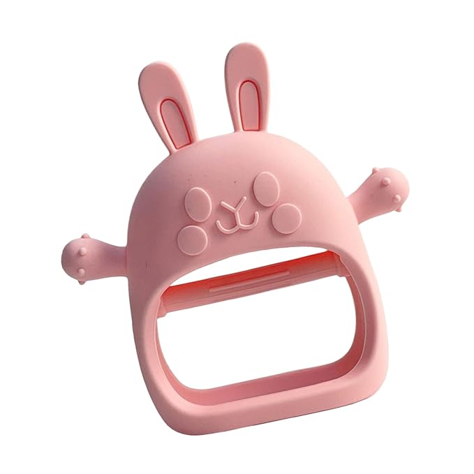 Children Teething Toy, Soft Flexible Texture, 12x12x4.5cm, Gum Massager, Care Accessories, Adorable Bunny Design, Ideal for 6-12 Months Boy Girl