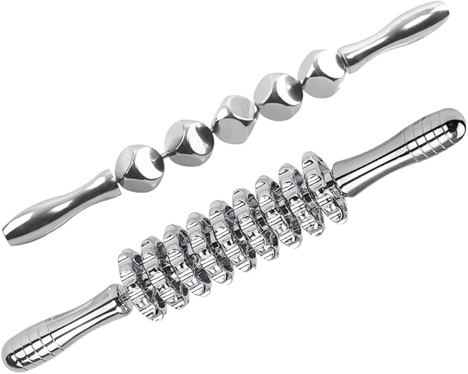 ONUEMP 2pcs Stainless Steel Massage Rollers for Ice Body Sculpting, Maderoterapia Kit Colombiana Professional, Cellulite Massager Roller, Lymphatic Drainage Massager, Cellulite Remover for Leg Back