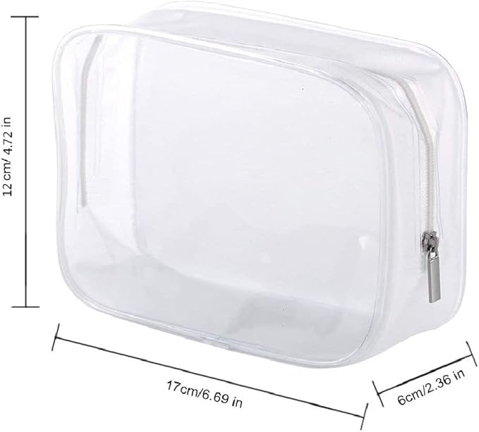 BEFORYOU 6 Pack Clear Toiletry Carry Pouch with Zipper Portable Plastic Waterproof Cosmetic Bag TSA Approved for Vacation Travel Bathroom and Organizing (White, Small)