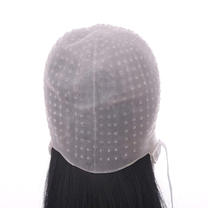 FRCOLOR Silicone Highlight Hair Cap Reusable Silicone Hair Highlighting Cap with Needle Professional Tools Styling for Hair Dyeing Hair Salon Dye Hat