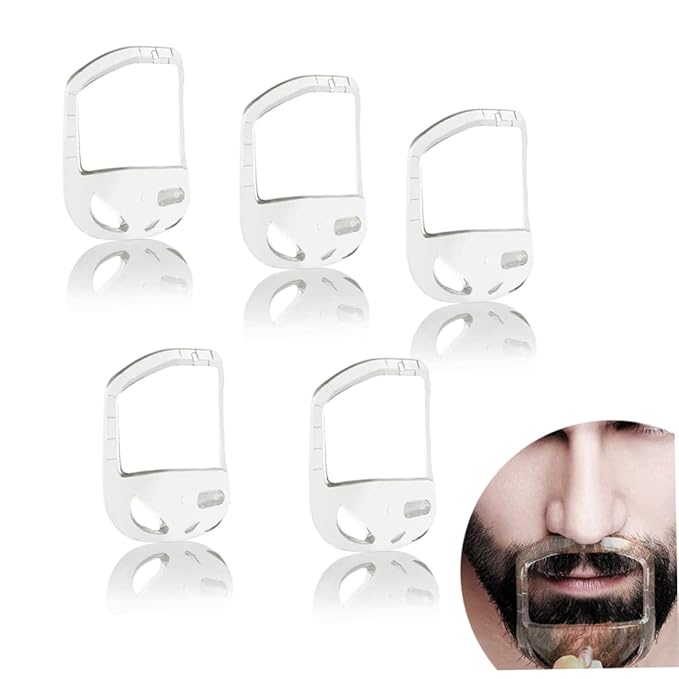 5PCS Transparent Beard Shaper Styling Tool Different Sizes Facial Hair Trimming Guide Grooming Shaper Hair Lineup Tool For Man|Beard comb
