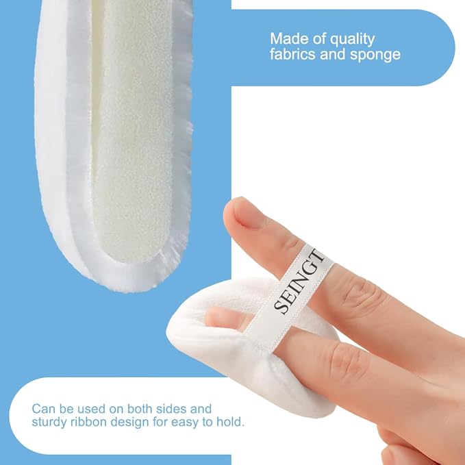 3Pcs Setting Powder Puff, 2.36 Inch Face Puff, Loose Soft Velour Body Powder Puff and Cases, White