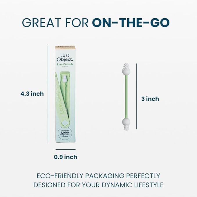 LastSwab® Reusable Cotton Safety Swabs for Baby Ear Cleaning - The Sustainable and Sanitary Alternative to Single-Use Q Tips - Easy to Clean and Zero Waste - Convenient Travel Case Holder