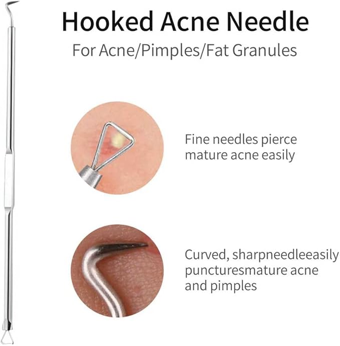 Blackhead Remover Tools,Upgrade 8 PCS Acne Needles,GERY Whitehead Removal Extractor Pimple Popper Kit, Professional Stainless Pimple Blemish and Pore Cleaner Set with Leather Package