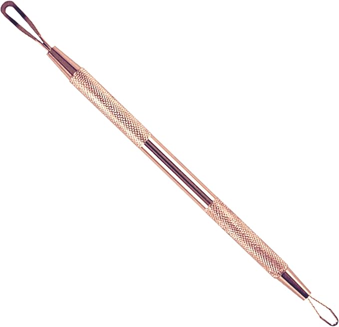 1 Professional Stainless Steel Blackhead Remover Blemish Extractor Tool – Acne Skin Nose Face Tzone Whitehead Zit Pimple Popper Comedone Pustule Removal Double Ended 2 in 1 Nonslip